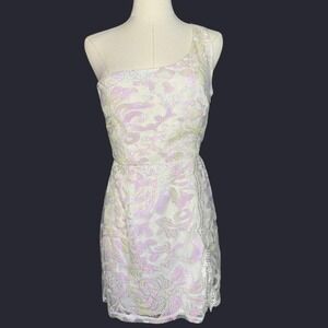 Lucy in the Sky Medium White one-shoulder dress sequins in lace graduation hoco